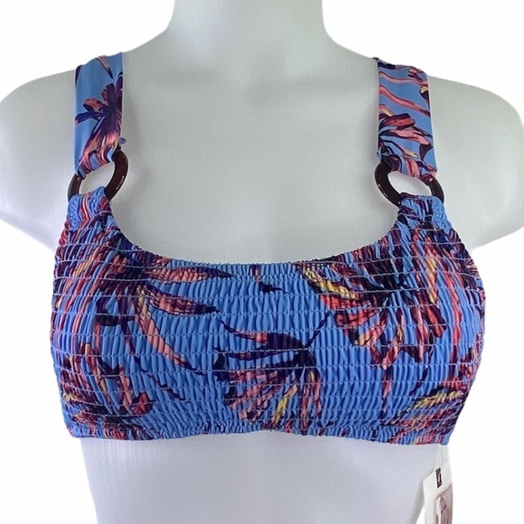 JESSICA Simpson Palmy Day ORing Smocked Bikini - Picture 3 of 12